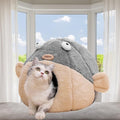 Cat Beds for Indoor Cats-19.7''Cute Pufferfish Larger Cat Cave Bed,Grey XL