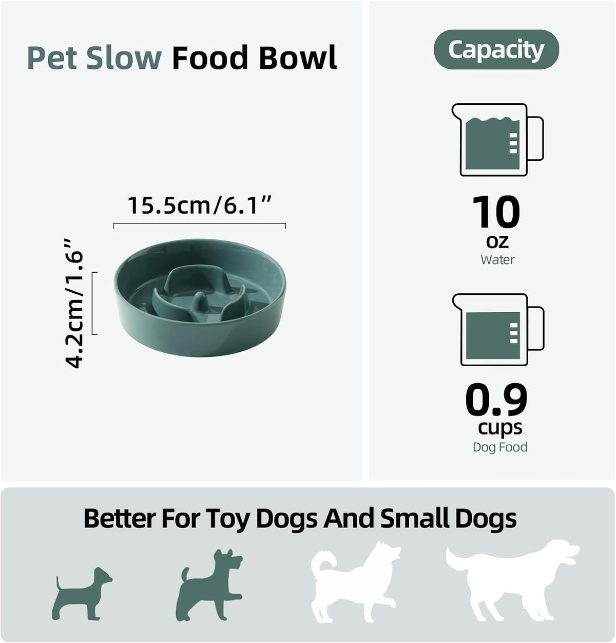 Havniva Ceramic Slow Feeder Dog Bowls, 6.1 in Slow Feeder for Small Breed