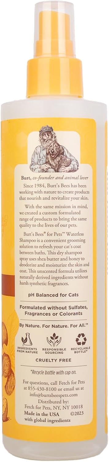 Burts Bees for Pets Waterless Cat Shampoo Spray, 10 Fl Oz, 2-Pack