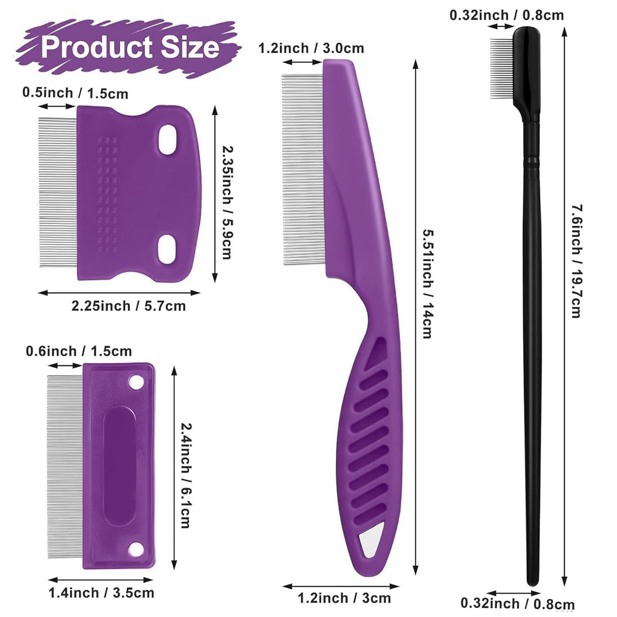 Fullhawl 5 Pcs Dog Eye Combs Tear Stain Remover Combs, Purple, Black