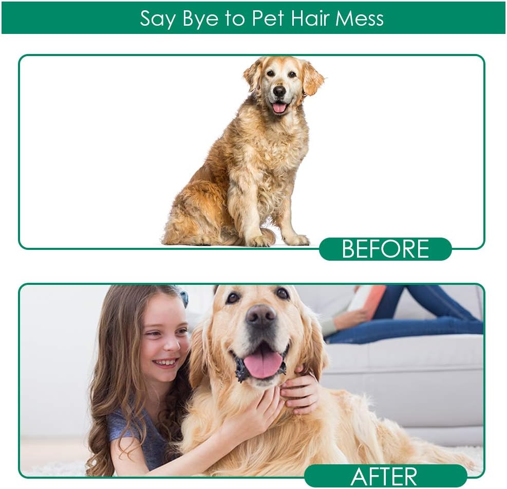 Pet Hair Removal Glove with 255 Silicone Tips for Dogs & Cats, 1 Pair Green | 2-in-1 Deshedding & Massage Mitt, 5-Finger Flexible Design, for Bathing & Grooming, Safe for Long/Short/Curly Hair Pets 