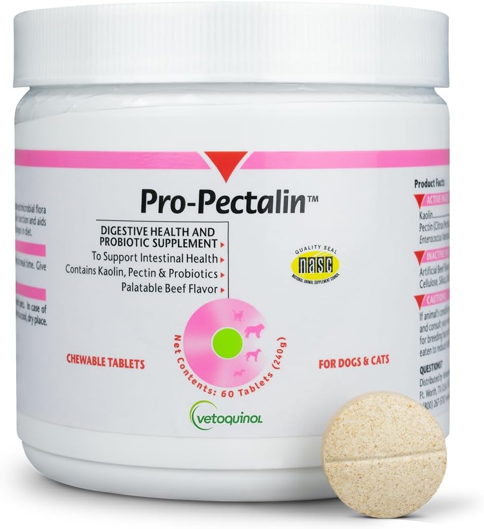 Vetoquinol Pro-Pectalin Chewable Probiotic for Pets, 60 Count