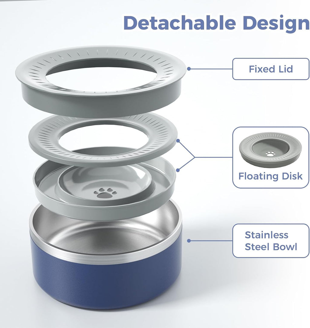 Stainless Steel Dog Water Bowls, No Spill Water Bowls for Dogs, Blue