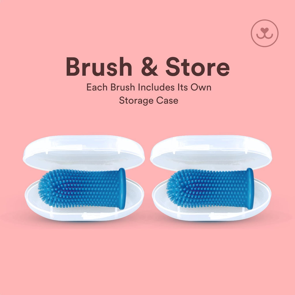 Jasper Large Dog Toothbrush, 360 Degree Pet Tooth Brushing Kit, Cat Toothbrush, Canine Dental Care & Teeth Cleaning Kit, Pet Finger Tooth Brush, Use with Dog Toothpaste, 2-Pack Navy-Blue Large
