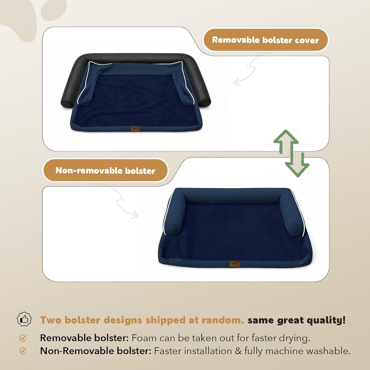MEKIY Orthopedic XL Dog Bed with Bolster for Extra Large Size Dogs