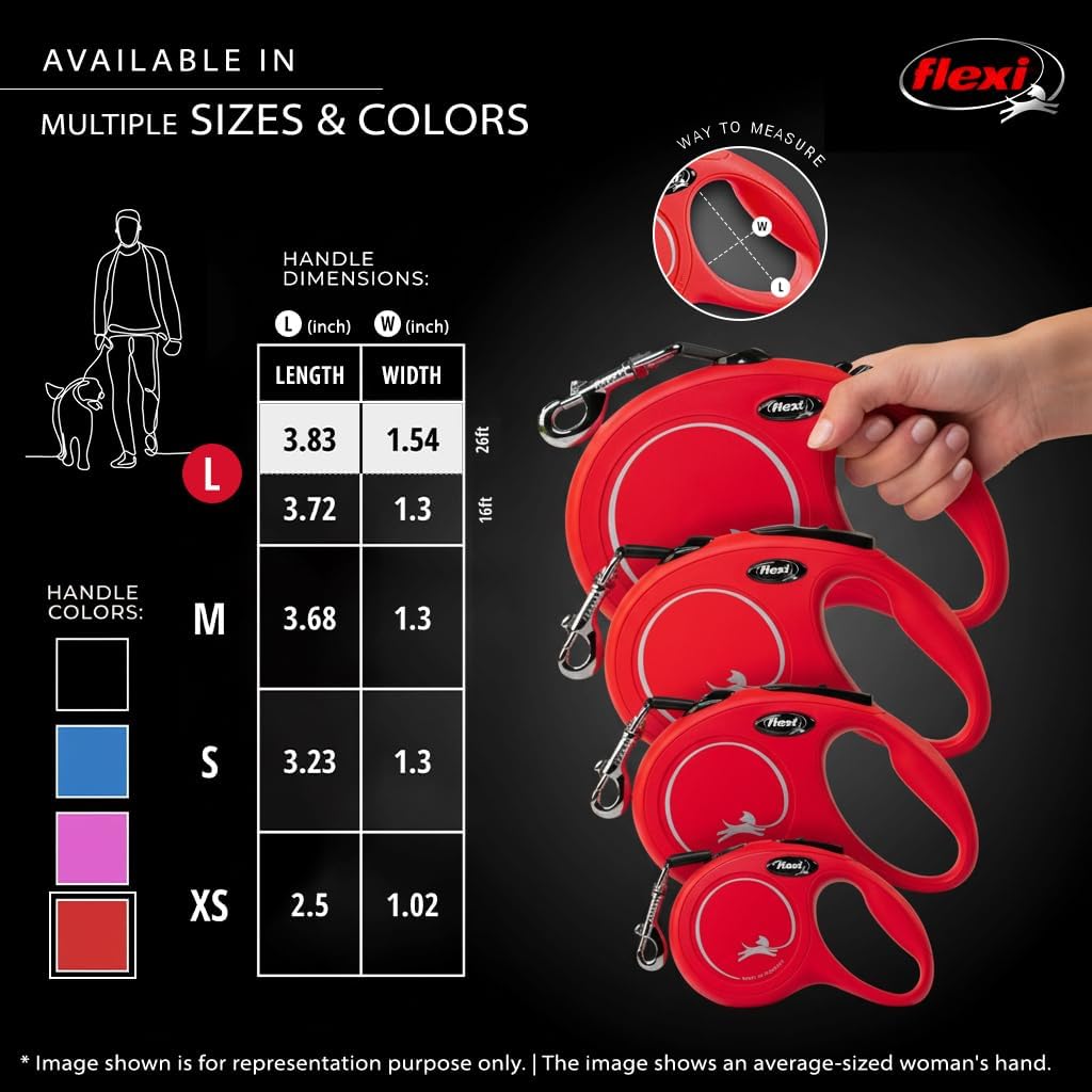 FLEXI® Classic Tape Retractable Dog Leash, Large, 16 ft - Red