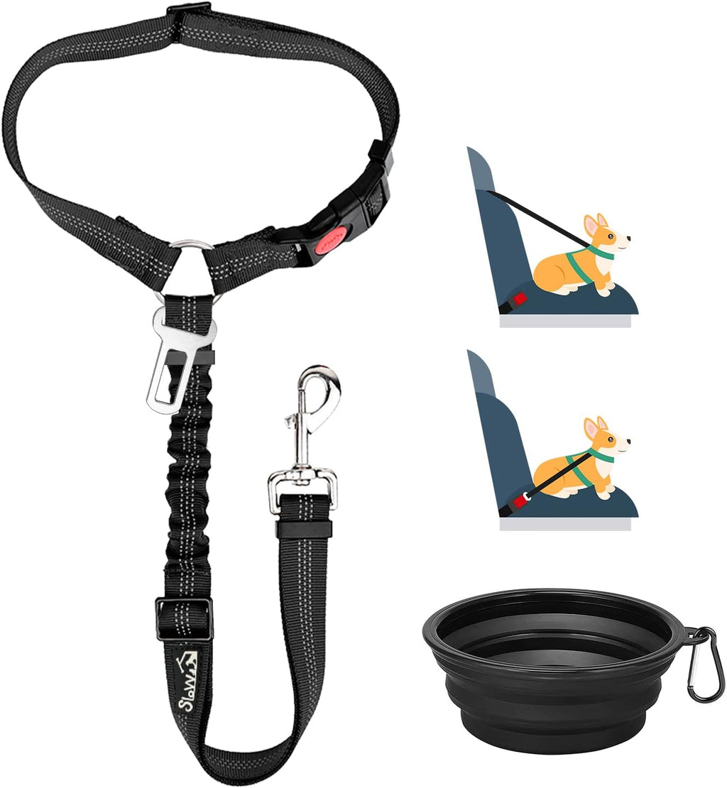 Lukovee Dog Car Seat Belt, 2 Pack, Headrest Restraint, Headrest+Clip+1 Bowl