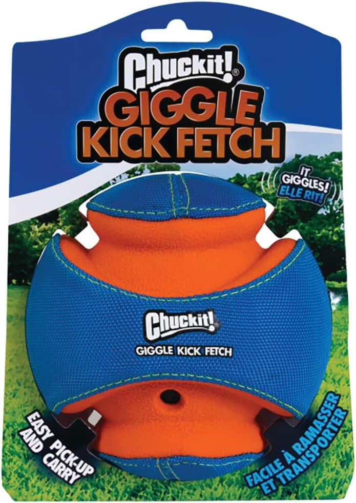 ChuckIt! Kick Fetch Dog Toy Ball With Giggle Sounds, Small