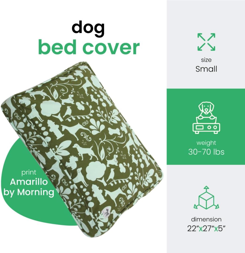 Molly Mutt Light Green Dog Bed Cover, Non-Toxic & 100% Cotton, 22"x27"x5"