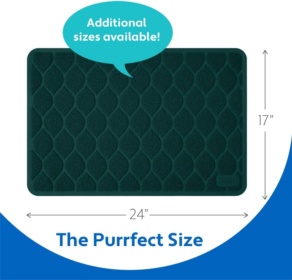 MIGHTY MONKEY Waterproof Cat Litter Box Mat, BPA Free, 24x17 Hunter Green | Easy Clean Floors, Textured Backing, Soft on Sensitive Kitty Paws, Cats Accessories, Less Waste, Stays in Place