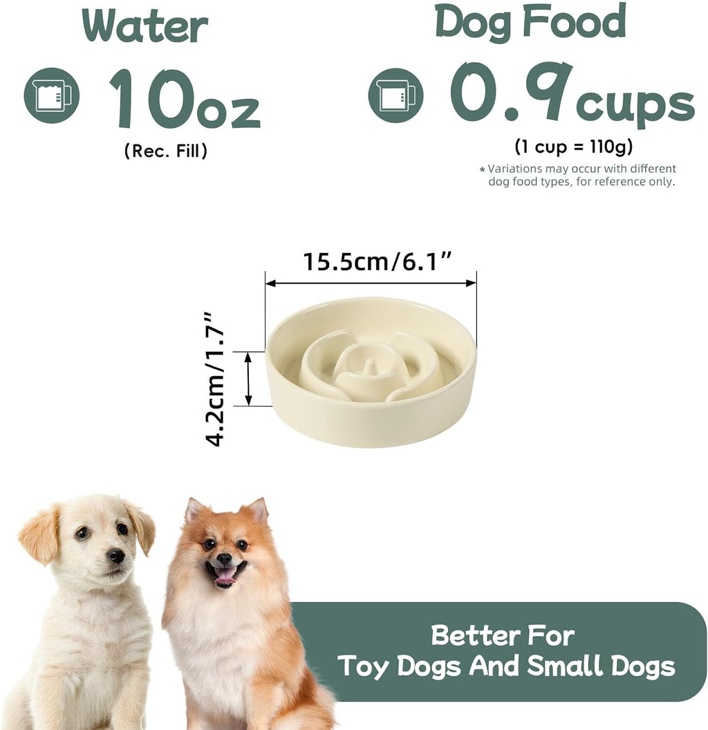 Havniva Ceramic Slow Feeder Dog Bowls, 6.1 in Slow Feeder for Small Breed