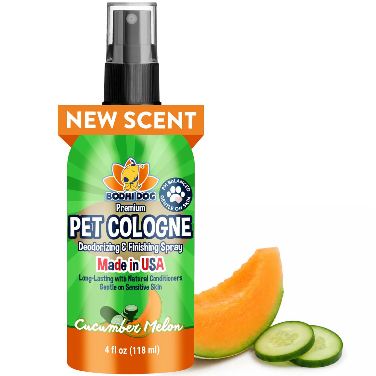 Bodhi Dog Premium Dog Cologne - Deodorizing Dog Perfume & Conditioner for Dogs & Cats - Natural Long Lasting Spray - Keeps Pets Fresh All Day - Pet Safe Formula, Made in USA (Cucumber Melon 4 Fl Oz)