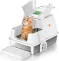 Stainless Steel Cat Litter Box with Lid, Flip-Top XL Large, White