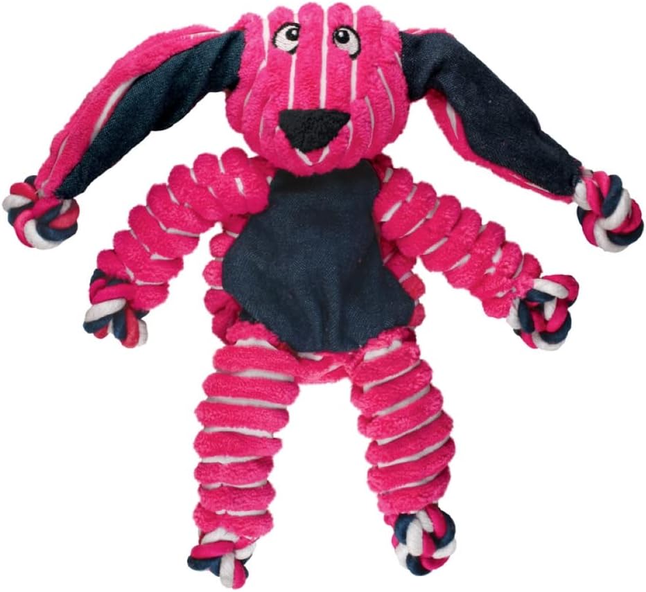 Kong Floppy Knots Rope and Plush Dog Toy, Bunny, Medium/Large | Knotted Rope & Plush Toy with Minimal Stuffing & a Squeaker, Great for Teething, Tugging & Lively Play