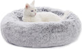 Bedfolks Calming Fluffy Donut Dog Bed for Small Dogs,Dark Grey, 23" Round