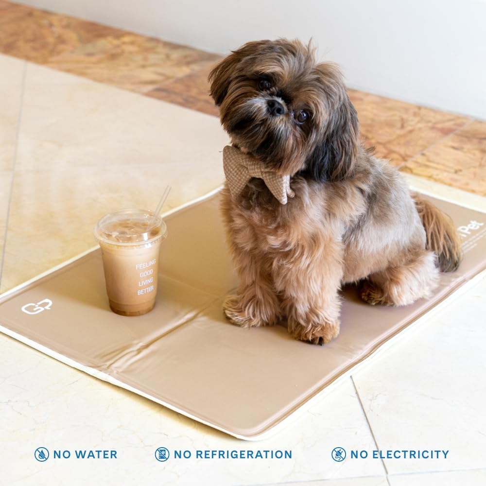 The Green Pet Shop Cool Pet Pad - Extra Large, Iced Latte - Self-Cooling, Pressure Activated Mat for Dogs & Cats from 80+ lbs - Non-Toxic Gel, No Water Needed