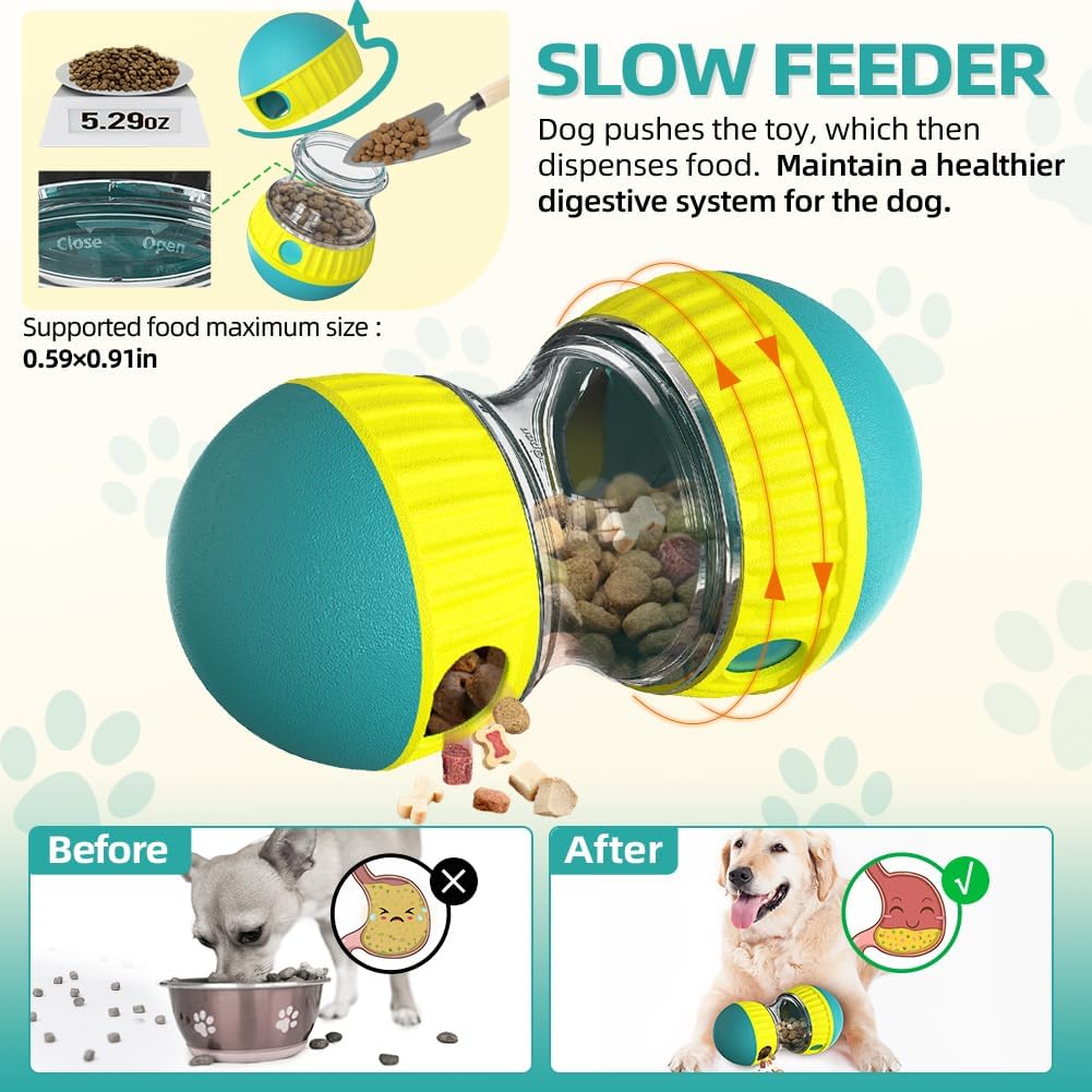 Mankoda Interactive Dog Puzzle Toy, Rolling Treat Dispenser Slow Feeder