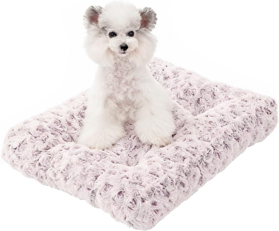 Small Dog Crate Bed Mat, Washable Plush Pad for Puppies & Cats