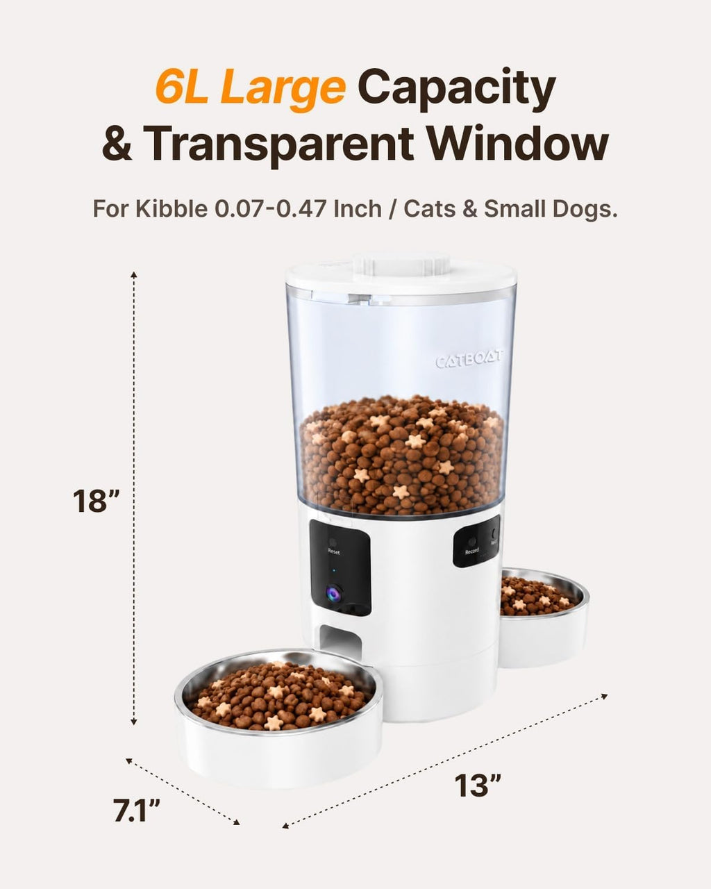 Dual-Camera Automatic Pet Feeder with 2 Bowls, 6L Smart Feeder for 2 Cats