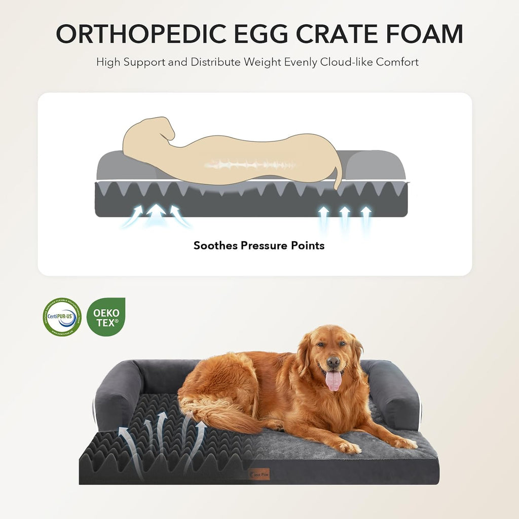 Orthopedic Washable Dog Bed for Medium Dogs, 35x22in, Dark Grey