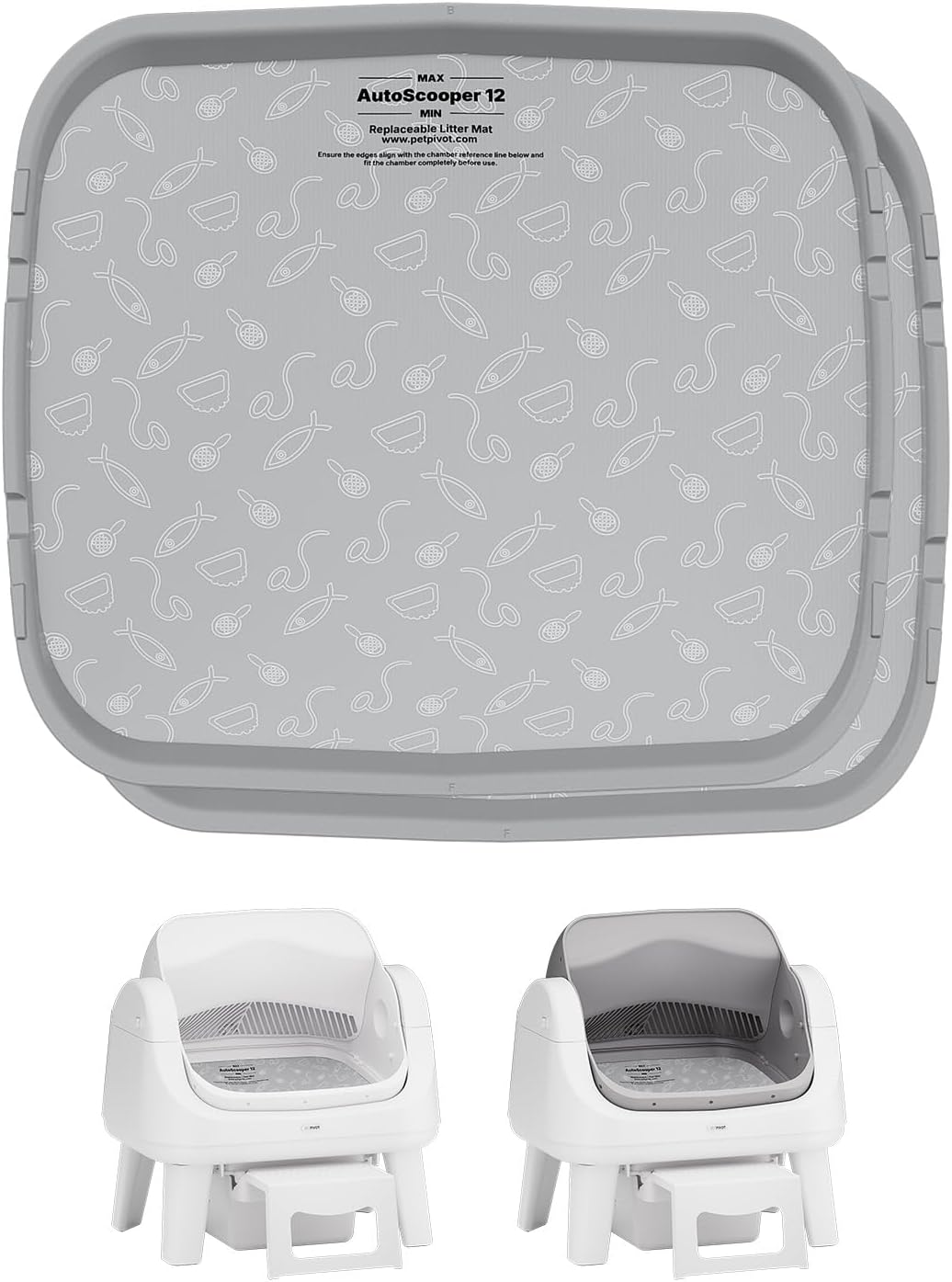 Litter Pad for Autoscooper 12, Waterproof Scratch-Resistant Non-Stick Pad, 15.39 x 13.74 Inches, Fit for Autoscooper 12 Self-Cleaning Litter Boxes, 2-Pack（ Not Compatible with Autoscooper 11 ）