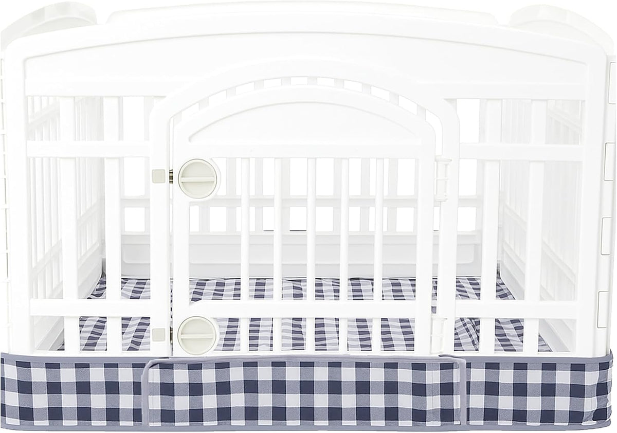 Dog Playpen Bottom Pad Fits for 36 Inch 4 Panels Exercise Pet Playpen, Dog Crate Pad Puppy, Hoop and Loop Design (Note: Playpen Not Included). (BlackCheckered)