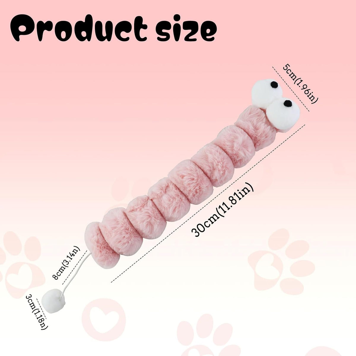 Andiker Catnip Toys for Cats, Cute Caterpillar Design Cat Pillar with Pompom Ball Cat Kicker Toy Containing Catnip Silvervine Galls Fruit Interactive Cat Toys for Indoor Cats (Pink)