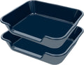 Extra Large Low Entry ABS Cat Litter Box, Dark Blue, 24" L x 20" W, 2 Pack | Durable low entry litter box, non-stick, odor-free, ideal for seniors, kittens, rabbits, large cats and multi-pet homes.