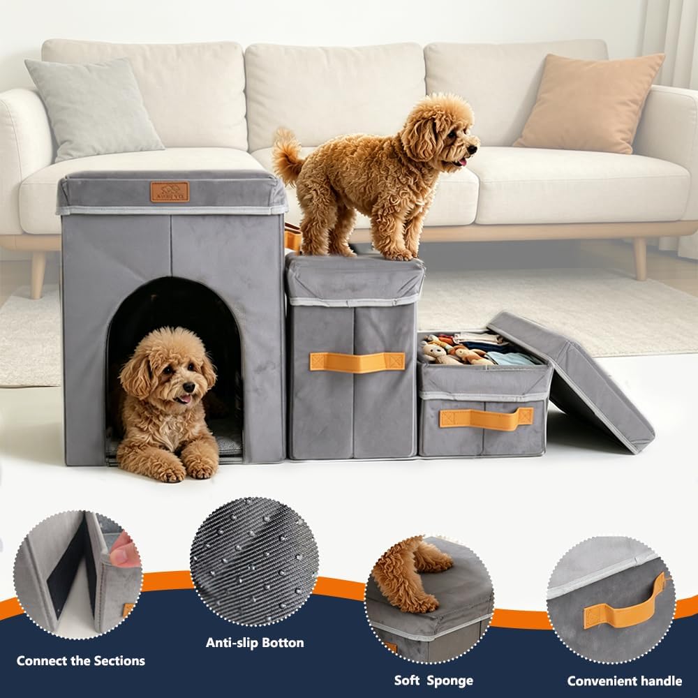 24" Dog Stairs for High Beds, 150 Lbs Capacity