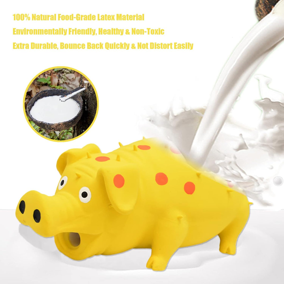 Squeaky Pig Dog Toy, 2 PCS Durable Latex Rubber Dog Toys for Chewing