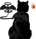 LeLehome Halloween Costume Pet Harness and Leash Set for Cats & Dogs - Cute Bat Wings with Pumpkin Jingle Bell, Adjustable Straps for Kitten, Puppy, Rabbit, Party Cosplay Accessory (S)
