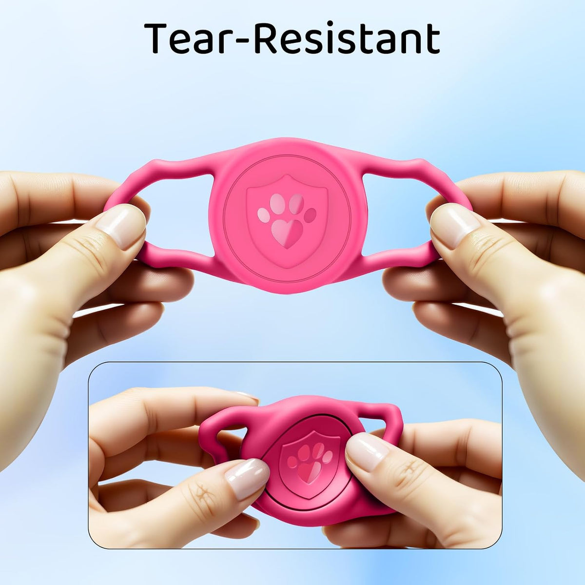 IP68 Waterproof AirTag Holder for Dog Collar, Silicone, Rose Red