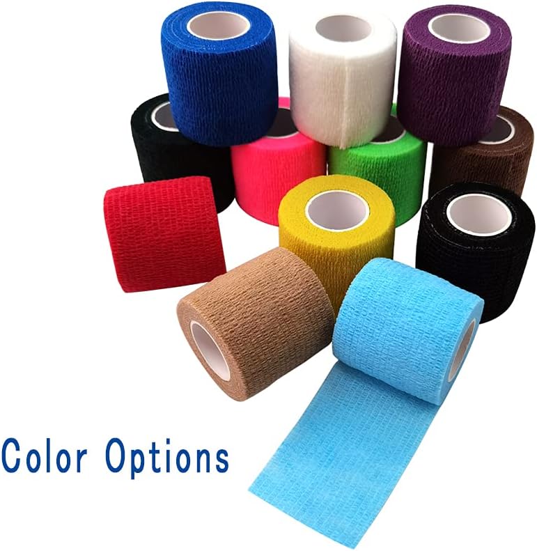 [6 Pack-2"x5Yards]MINGYUE Self Adhesive Bandage Wrap,Athletic Tape,Sports Tape,Wrist and Ankle Wrap Tape,Cohesive Bandage for vet tape(Yello)
