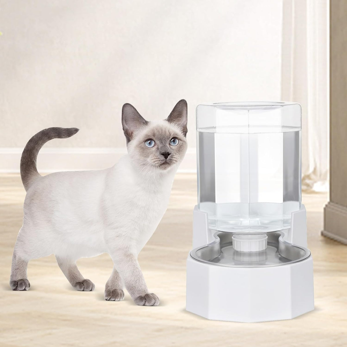 Sfozstra 4L Stainless Steel Gravity Water Dispenser:Cat Bowl