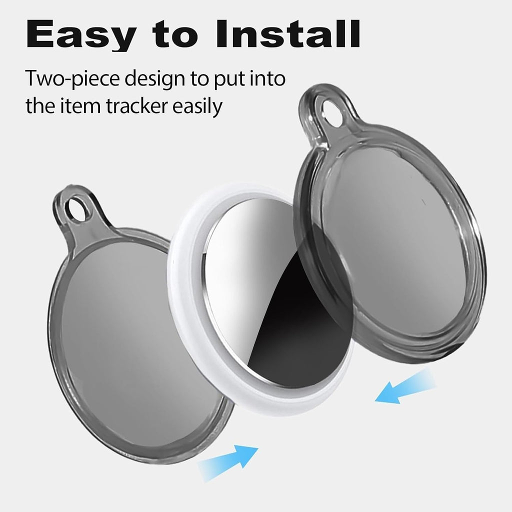 [2 Pack] IPX8 Waterproof Case for AirTag 2nd Gen (2026) & 1st Gen, Full Body Holder Keychain, Anti-Scratch Cover for Apple for Air Tags, Luggage, Pet Collar, Car Keys, Kids, Clear/Black