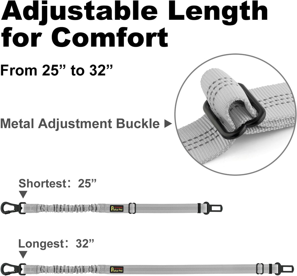 Plutus Pet Dog Seat Belt for Car, Adjustable Harness with Elastic Bungee