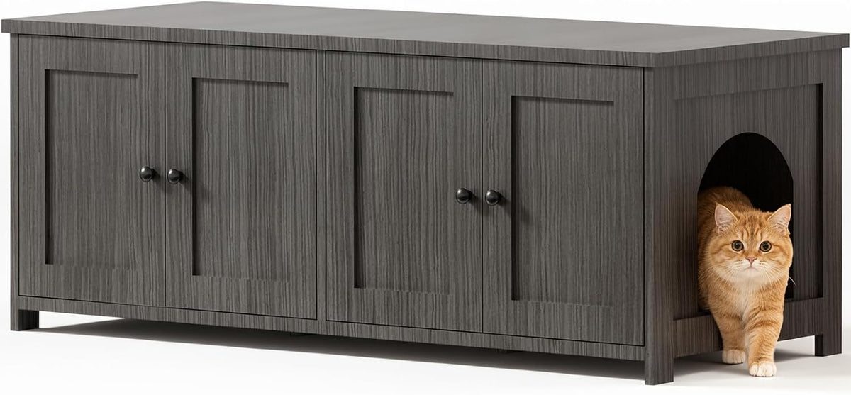 47.5" L Cat Litter Box Enclosure Furniture for 2 Cats, Charcoal Grey