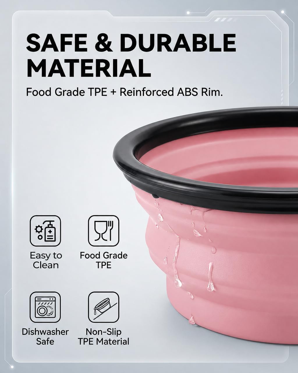 Collapsible Dog Bowls for Travel, 2-Pack Dog Portable Water Bowl for Dogs Cats Pet Foldable Feeding Watering Dish for Traveling Camping with Carabiners, BPA Free (Purple&Pink, Large) | Wear-Resistant TPE, Anti-Dust Foldable Travel Dog & Cat Bowls for C...