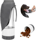 TIOVERY Upgraded Dog Water Bottle, Portable Dog Cat Puppy Pet Water Dispenser Feeder with Drinking Cup and Food Container Leak Proof for Outdoor Walking, Travel, Hiking 12OZ Grey