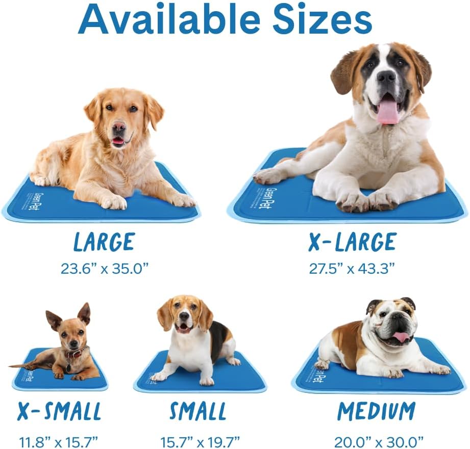 The Green Pet Shop Cool Pet Pad - Small, Blue - Self-Cooling, Pressure Activated Mat for Dogs & Cats from 9-20 lbs - Non-Toxic Gel, No Water Needed
