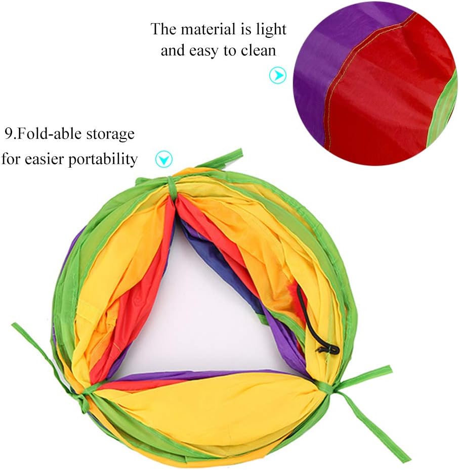 Andiker Cat Tunnel for Indoor Cats, 45" Long Rainbow Collapsible Kitten Tube with a Fun Ball and 2 Holes Cat Play Tunnel, Rabbit Tunnel for Kittens Exercising Hiding Training and Running(Colorful)