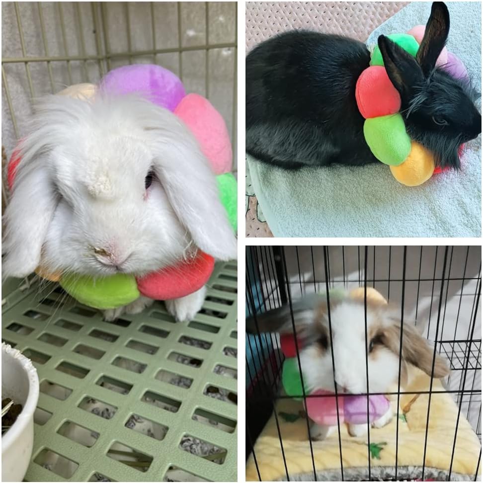 Adjustable Rabbit Protection Cone Collar,Soft Pet Recovery Collar for Rabbit/Chinchilla/Guinea Pigs/Kitten After Surgery Wound Healing,Elizabeth Neck Recovery E-Collar for Small Animals (XS)
