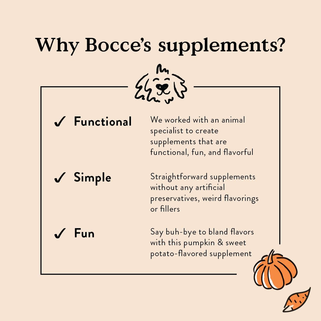 Bocce's Bakery Probiotic Supplement Chews, Pumpkin & Sweet Potato (60 ct)