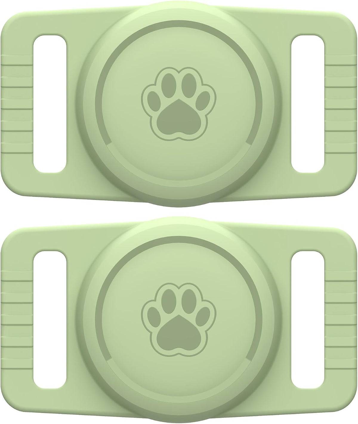 GOCII for Airtag Dog Collar Holder 2 Pack,Waterproof Dog Collar Holder for Apple AirTag(Gen 1 & 2),Silicone Air Tags Case for Dog Collars(Light Green)