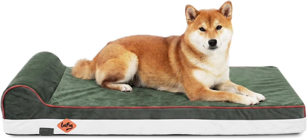 Laifug Orthopedic Dog Bed, Dark Green 34''x22''x5.5'', Memory Foam