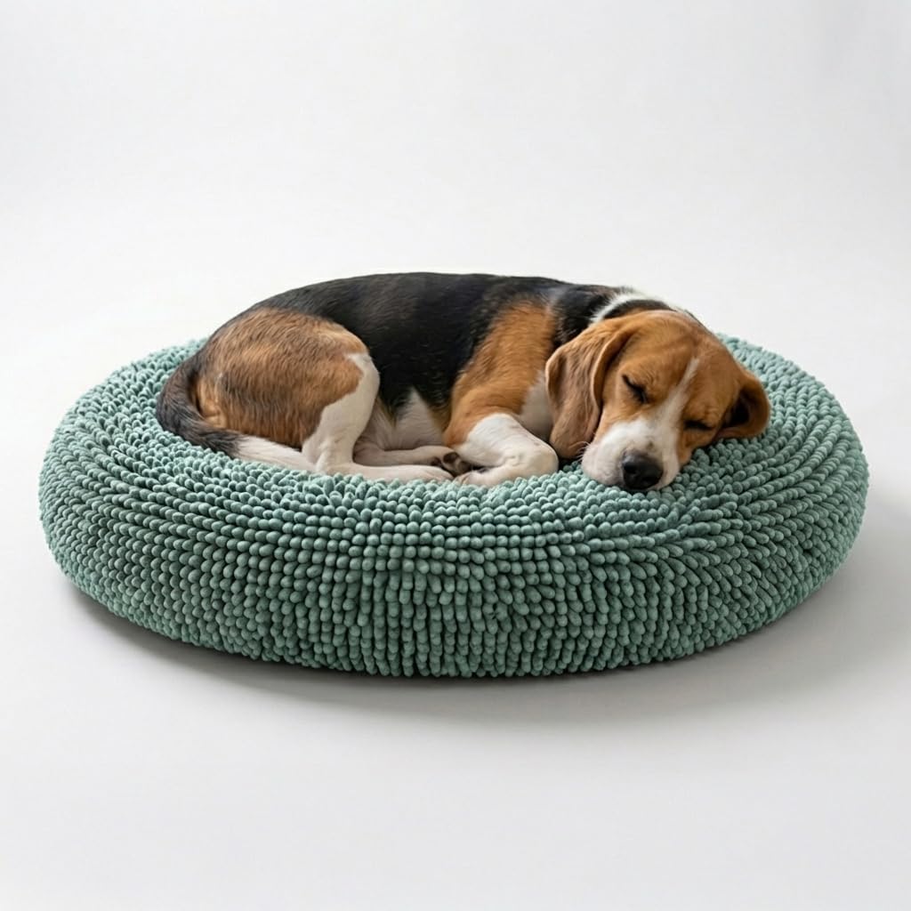 Muddy Mat®Cloud K-9 Bed for Dogs & Cats, Soft & Relaxing Donut Dog Bed, Chenille Material, Removable Cover, Washable & Dryer Safe–Seafoam Green Medium(35'x35')