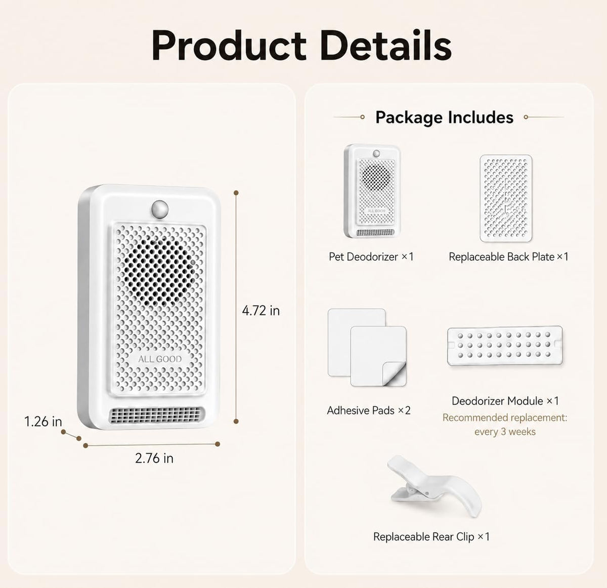 Cat Litter Deodorizer, Smart Odor Control for Cat Litter Box, Plant-based Cat Odor Eliminator, Rechargeable Pet Odor Eliminator with Plant-Based Oil, Safe & Quiet Air Freshener for Pet Homes