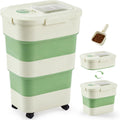 ZOMISIA 40-50lbs Collapsible Dog Food Storage Container with Wheels, Green
