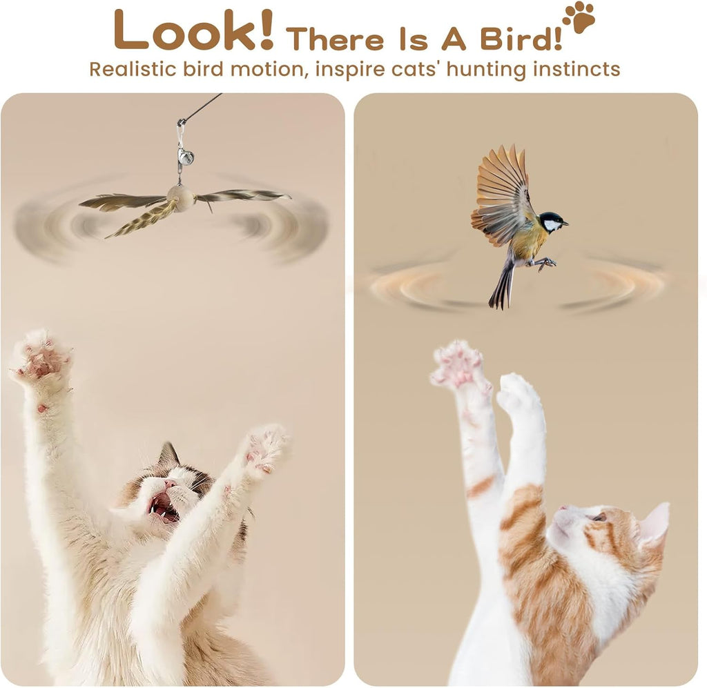Pawaboo 6Pcs Cat Feather Wand Toy Set for Indoor Cats Self Play & Exercise