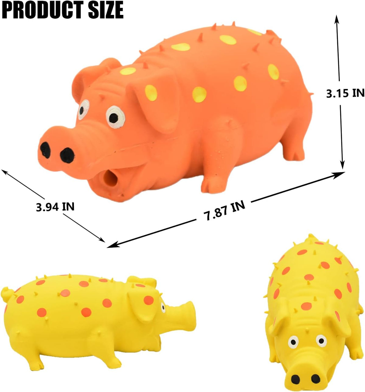 Squeaky Pig Dog Toy, 2 PCS Durable Latex Rubber Dog Toys for Chewing